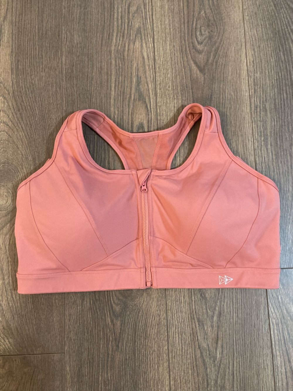 Yvette Zip Front Sports Bra Women Peach, Large, Fitness Racerback Size 5XL